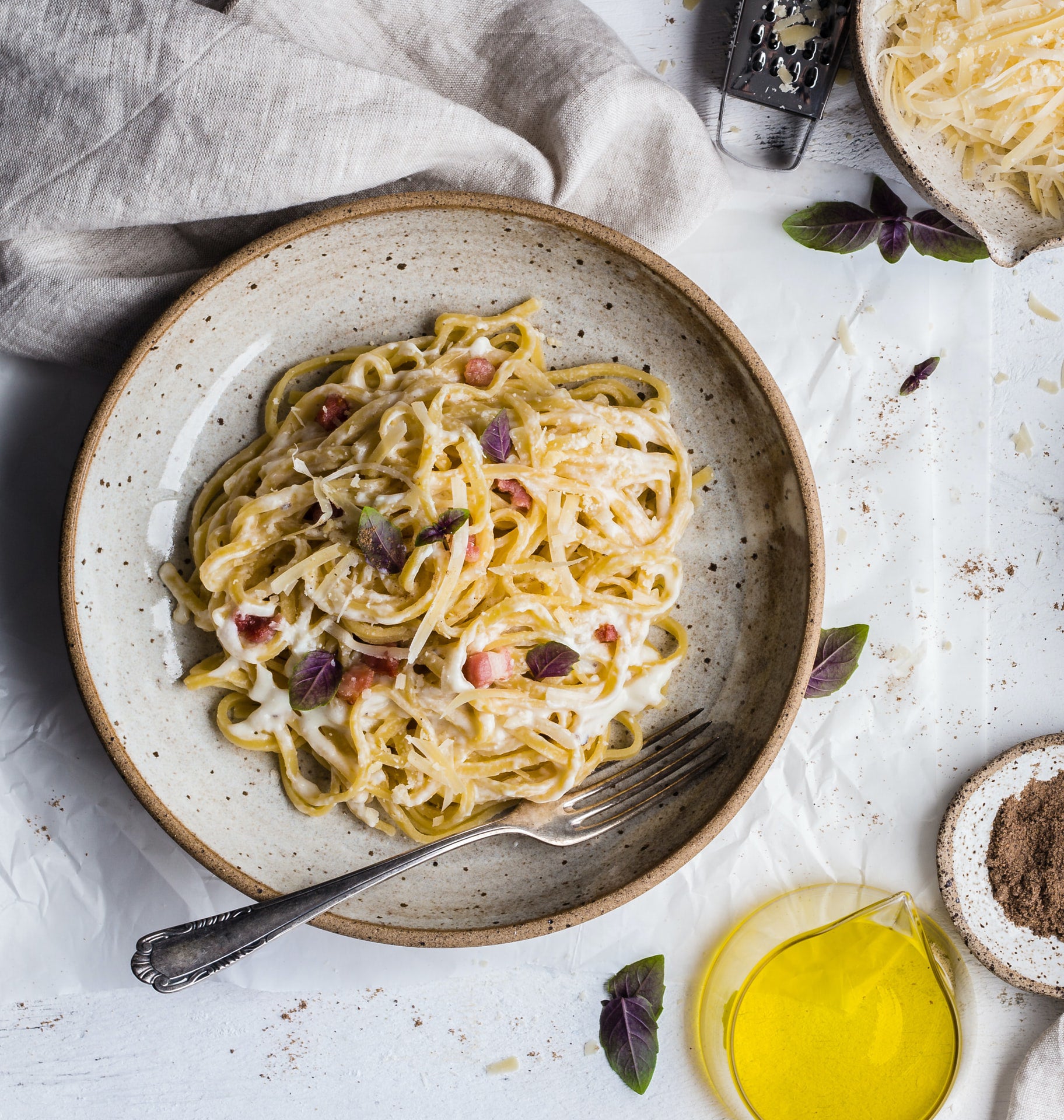 Recette - Pâtes à la carbonara, lardons et fromage du Québec