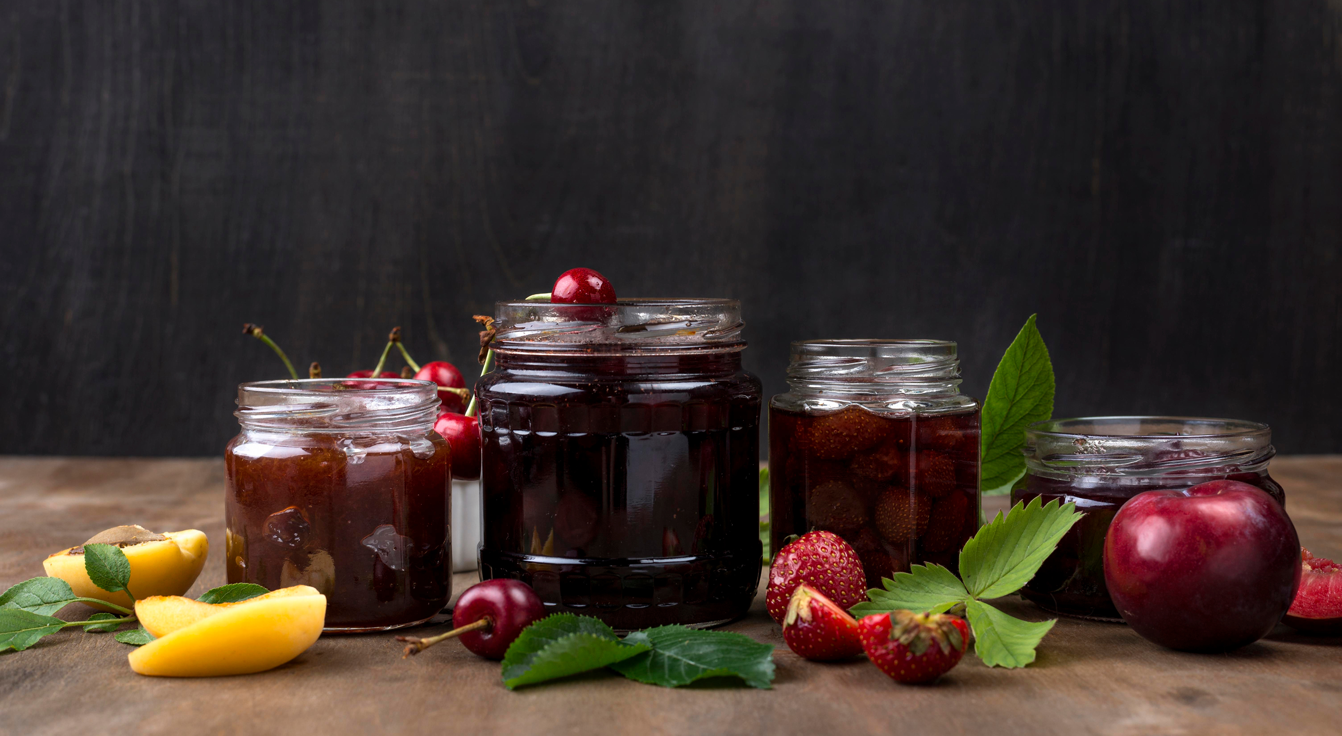 Jam, syrup and sugar