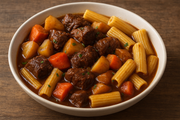 Braised beef with root vegetables and rigatoni - 1 serving