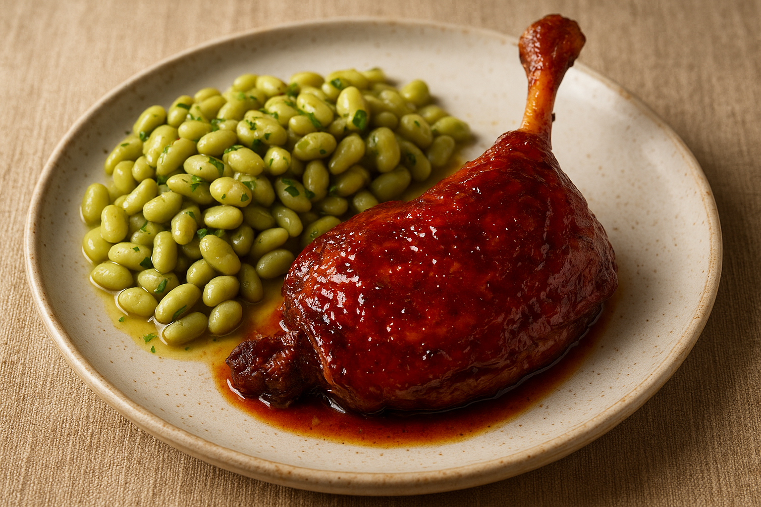 Roast duck leg with flageolet bean stew - 1 serving