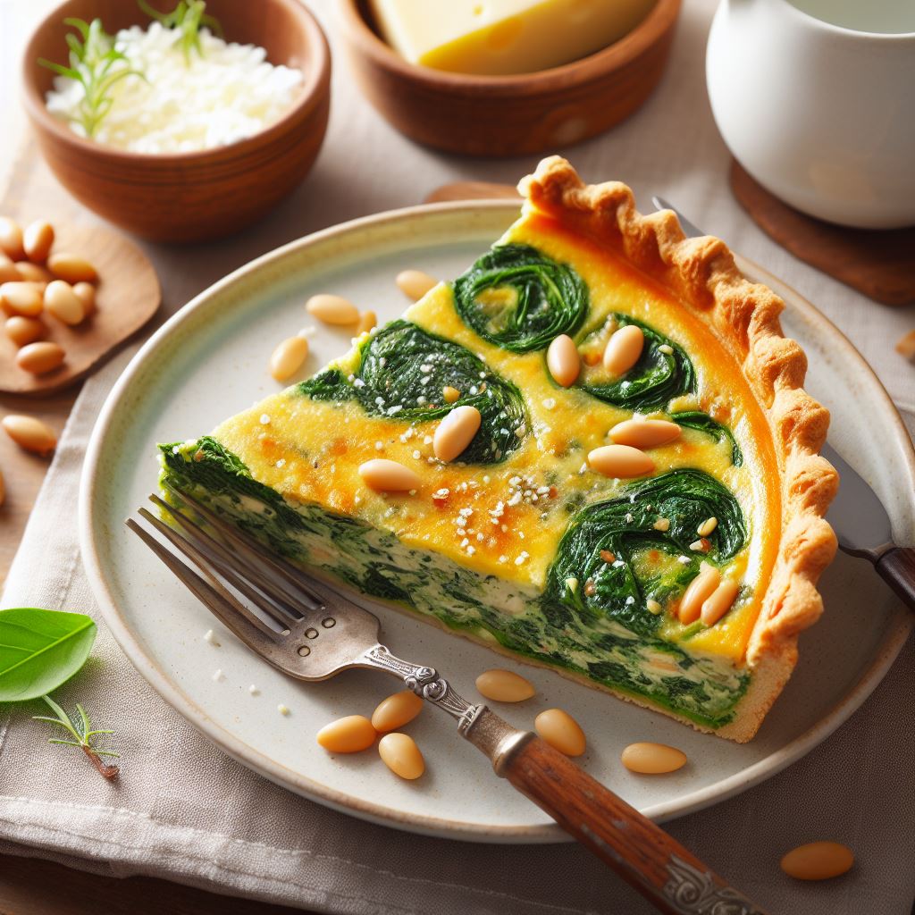 Spinach and pine nut quiche - 5 or 8 inches