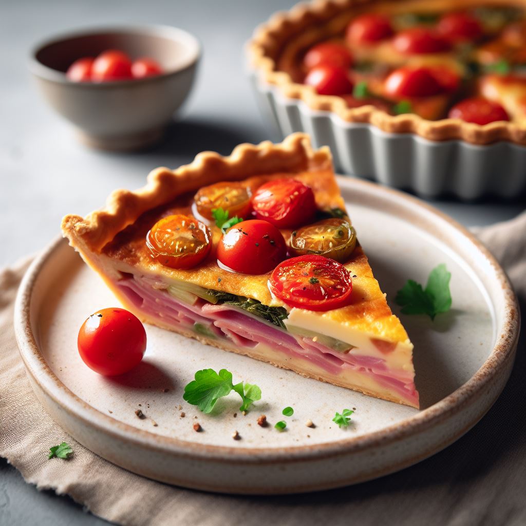 Ham tomato coriander quiche - 5 or 8 inches