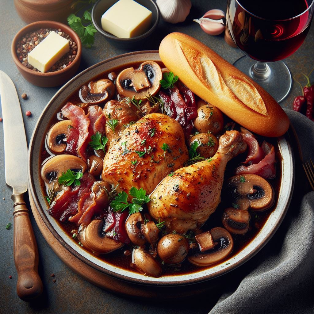 Coq au vin - 1 portion repas (2 portions entrée)