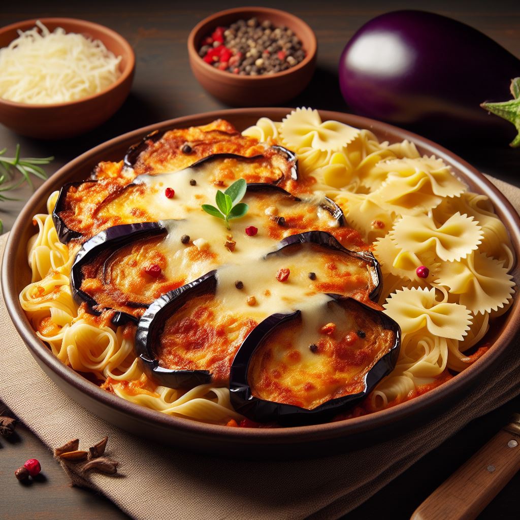 Aubergine parmigiana et farfale - 1 portion