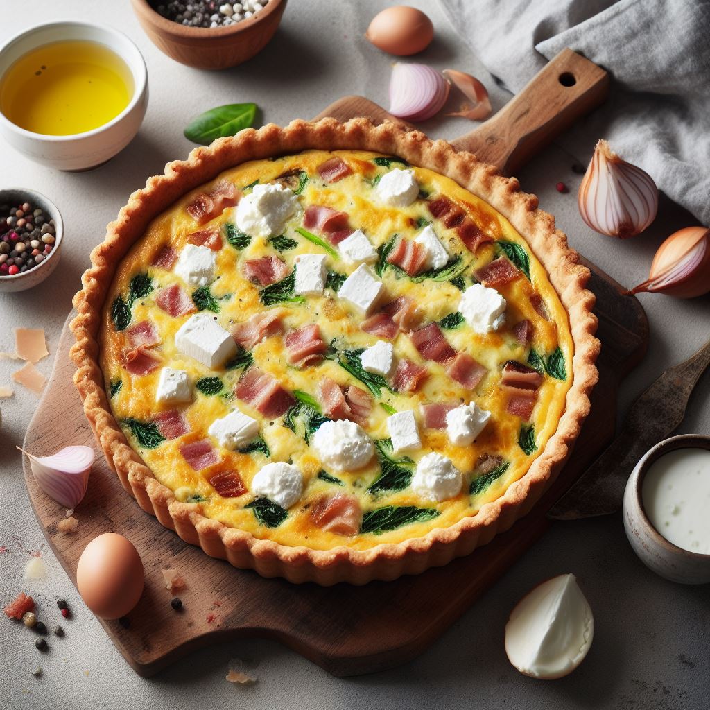 Goat cheese and bacon quiche - 5 or 8 inches