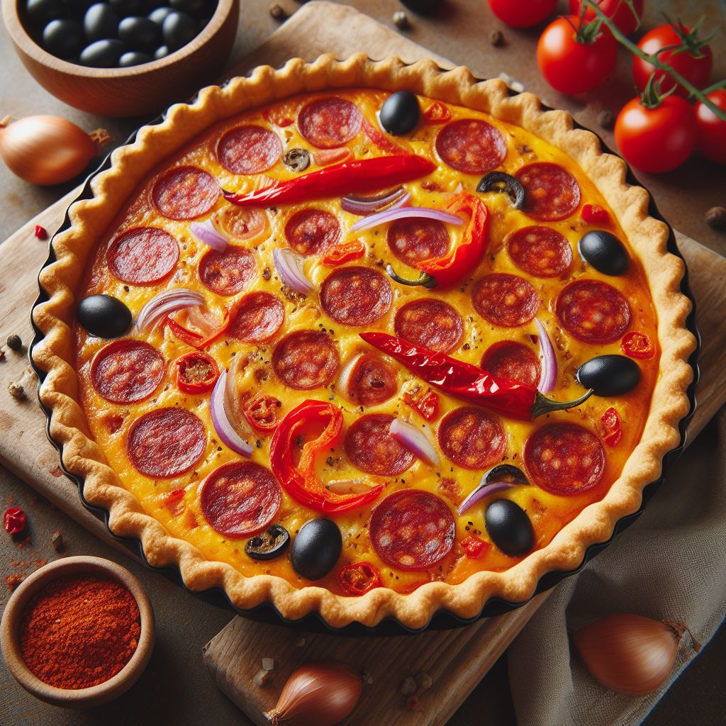 Portuguese-style chorizo quiche - 8 inches