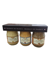 Edmond fallot- Moutarde de dijon TRIO (3×100ml) (provencale, traditionnelle, au pain d'épices)