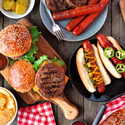 Boîte BBQ pour 4-6 personnes - Hamburger et Hot Dog gourmet