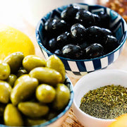 Homemade green or black Kalamata olives, approximately 350g